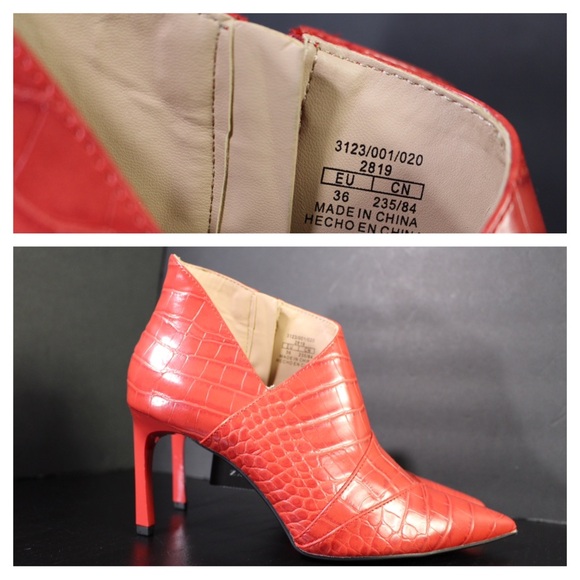 Zara Asymmetrical Crocodile Heeled Ankle Bootie - Picture 7 of 16